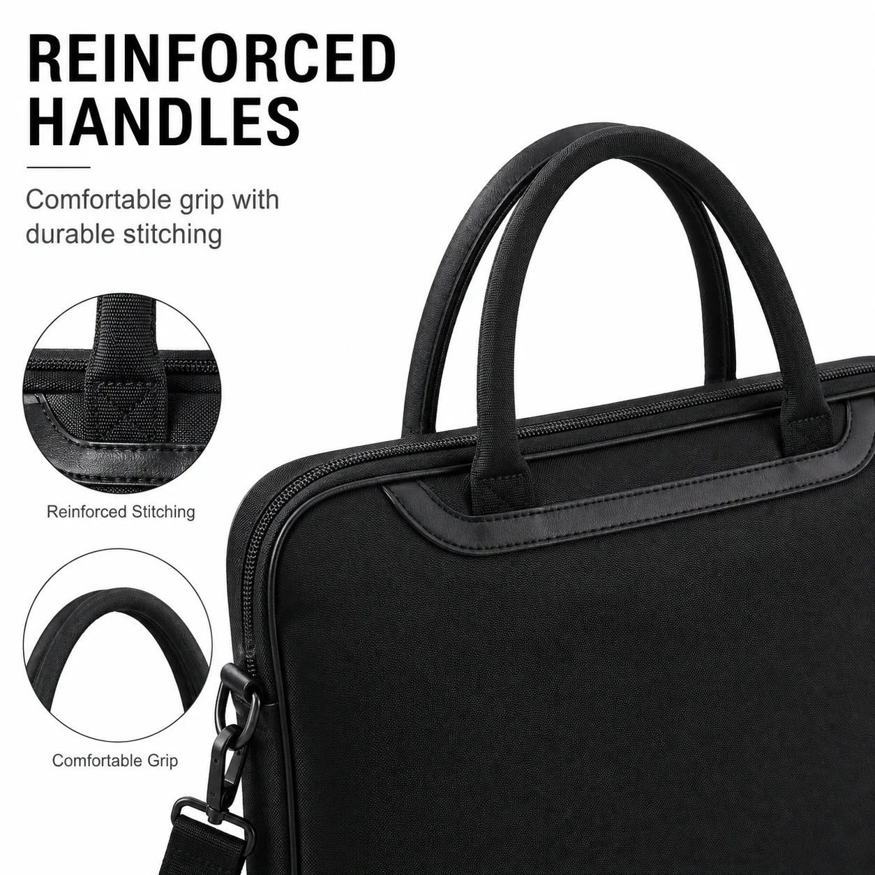 Shulen Slim Business Laptop Briefcase — Detachable Adjustable Shoulder Strap