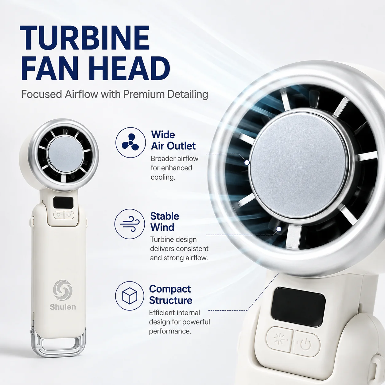 H21B High-Speed Turbine Handheld Fan — Four Modern Colorways