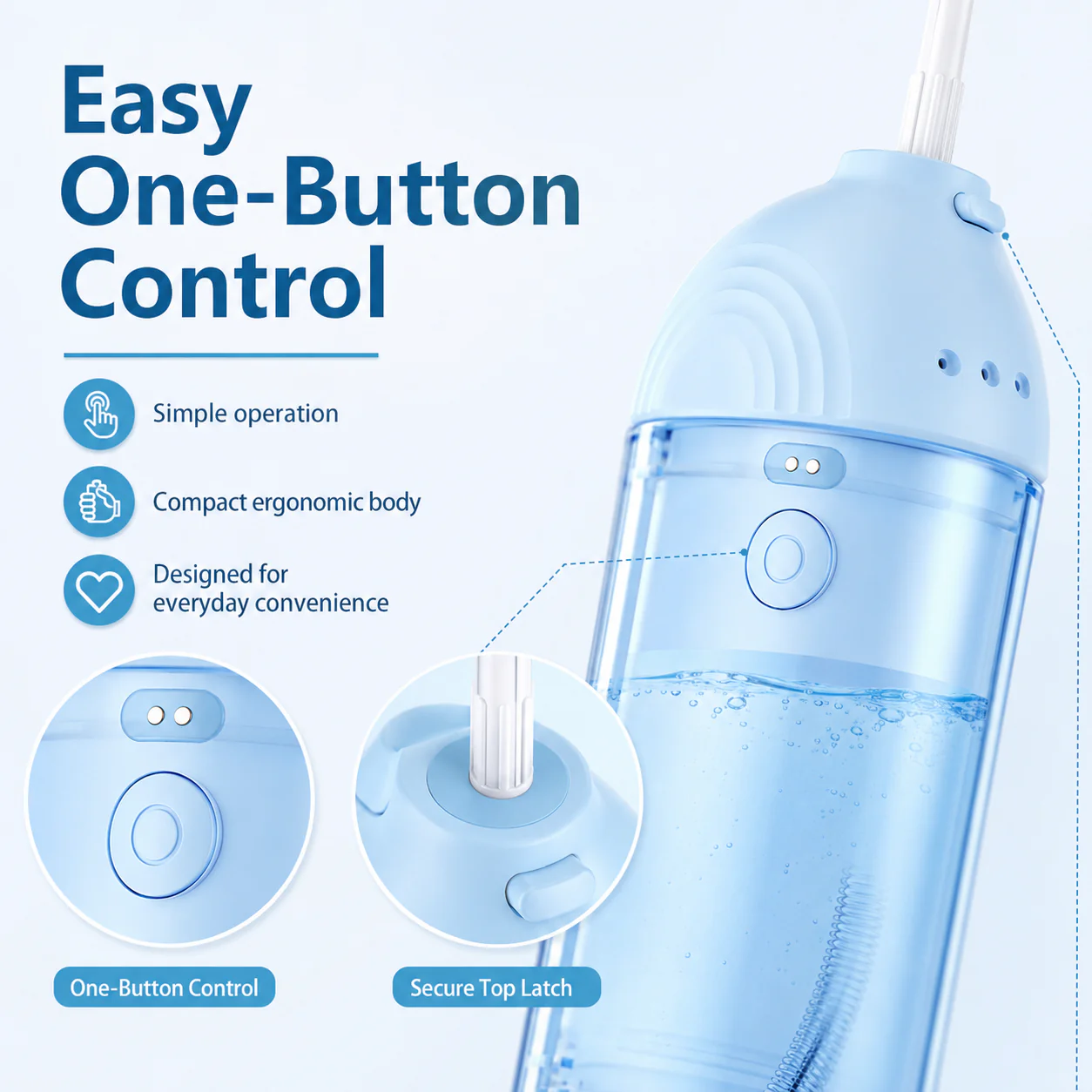 180ml Portable Water Flosser & Water Toothbrush — Easy to Fill, See and Clean